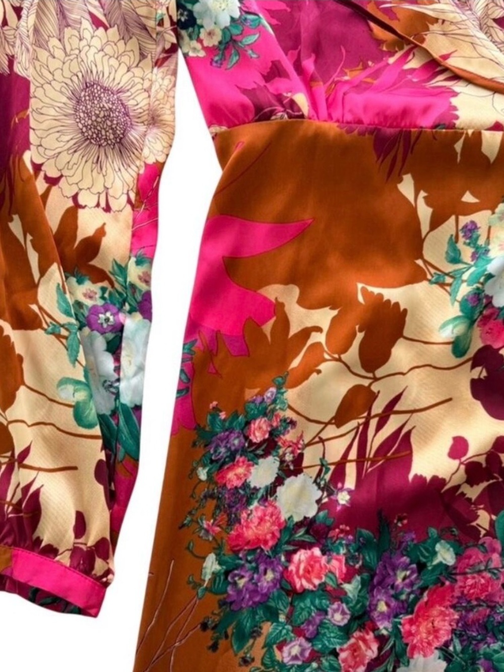 Lulu’s Burgundy Floral Maxi Wrap Put On A Smile Dress size XL - Picture 6 of 9